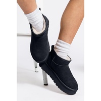 Black Faux Fur Lined Suede Ankle Snow Boots - 40 EU thumbnail