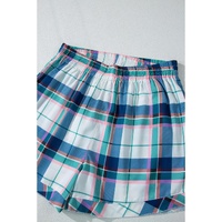 Blue Plaid Print Shirt and Shorts 2Pcs Lounge Set - S thumbnail