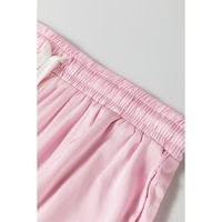 Light Pink Satin Knot Accent Shirt and Ruffled Pants Lounge Set - L thumbnail