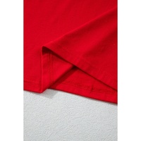 Red Solid Top and Christmas Pants Two Piece Lounge Set - L thumbnail