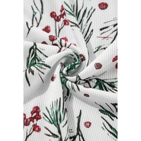 White Holly Print Thermal Pullover Pants Lounge Set - M thumbnail