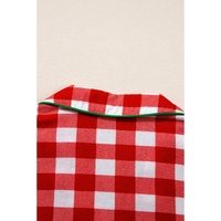 Fiery Red Christmas Plaid Print Shirt and Pants Pajama Set - M thumbnail