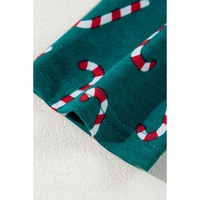 Green Christmas Candy Cane Printed Top and Pants Lounge Set - XL thumbnail