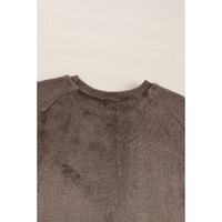 Coffee Solid Loose Fit Two Piece Fleece Lounge Set - XL thumbnail