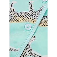Green Leopard Satin Ruffle Pajama Short Set - S thumbnail