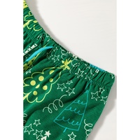 Green Christmas Tree Print V Neck Tee and Pants Lounge Set - L thumbnail
