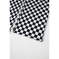 Black Checkered Print Long Sleeve Top and Pants Lounge Set - M thumbnail