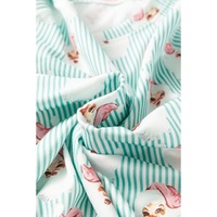 Green Santa Claus Striped Print Loose Fit Two Piece Lounge Set - S thumbnail