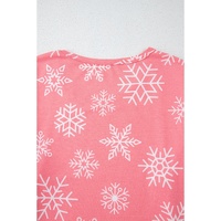 Pink Christmas Snowflake Print Two Piece Loungewear - XL thumbnail