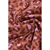 Brown Leopard Print Short Sleeve Shirt and Pants Pajamas Set - L thumbnail