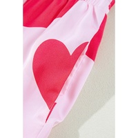 Pink Classic Heart Valentines Short Sleeve Pants Pajamas Set - L thumbnail