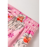 Pink Santa Claus Snowflake Long Sleeve Shirt Christmas Pajama Set - M thumbnail
