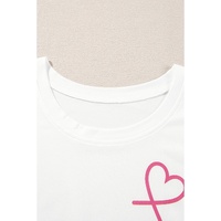 Pink Ruffled Tank Top And Heart Print Pants Lounge Set - M thumbnail
