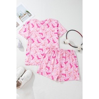 Pink Western Boots Printed Short 2pcs Lounge Set - L thumbnail