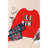 Multicolor ALL IS BRIGHT Graphic Christmas Plaid Pajamas Set - S thumbnail