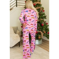 Pink Cheetah Print Shirt and Pants Pajama Set - S thumbnail