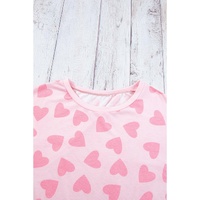 Pink Valentine Heart Shape Print Long Sleeve Top Shorts Lounge Set - L thumbnail