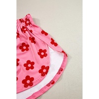 Rose Floral Print Crop Tee and Shorts Lounge Set - L thumbnail