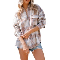 Azura Exchange Plaid Half Zip Sweatshirt with Chest Pocket - S thumbnail