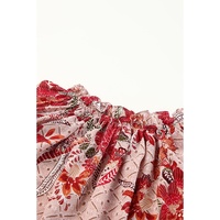 Azura Exchange Printed Split V Neck Blouse - M thumbnail