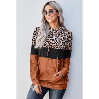 Azura Exchange Leopard Tie Dye Colorblock Hoodie - L thumbnail