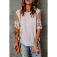Azura Exchange Lace Sleeve Patchwork Top - L thumbnail