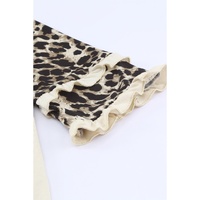 Azura Exchange Leopard Patchwork Ruffled Sleeve Top - M thumbnail