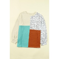 Azura Exchange Color Block Ribbed Long Sleeve Top - S thumbnail