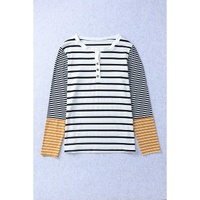 Azura Exchange Stripe Button Henley Top - S thumbnail