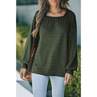 Azura Exchange Puff Sleeve Waffle Knit Top - 2XL thumbnail