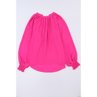 Azura Exchange Pleated V Neck Puffy Sleeve Blouse - S thumbnail
