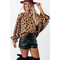 Azura Exchange V Neck Ruffled Cuffs Loose Blouse - M thumbnail