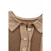 Azura Exchange Buttoned Waffle Knit Long Sleeve Top - L thumbnail