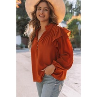 Azura Exchange Pleated V Neck Blouse - M thumbnail
