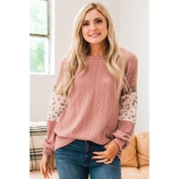 Azura Exchange Sequin Splicing Sleeves Knit Top - L thumbnail