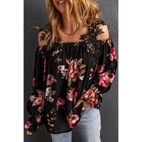 Azura Exchange Lace Patchwork Cold Shoulder Blouse - M thumbnail