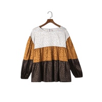 Azura Exchange Balloon Sleeve Color Block Blouse - S thumbnail