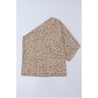 Azura Exchange Leopard Asymmetric One Shoulder Blouse - S thumbnail
