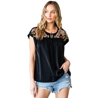 Azura Exchange Embroidered Short Sleeve Blouse - M thumbnail