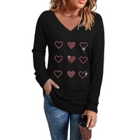 Azura Exchange Rhinestone Heart Pattern Long Sleeve Tee - M thumbnail