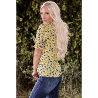 Azura Exchange Floral Ruffle Mock Neck Blouse - S thumbnail