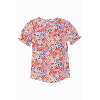 Azura Exchange Floral Pattern Bubble Sleeve Blouse - M thumbnail