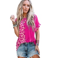 Azura Exchange Leopard Patchwork Short Sleeves Top - XL thumbnail