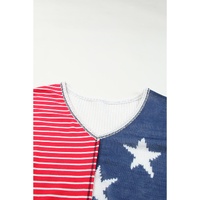 Azura Exchange Striped Star Print Knit Short Sleeve Top - M thumbnail