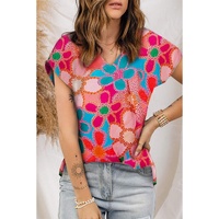 Azura Exchange Abstract Print V Neck Dolman Blouse - L thumbnail