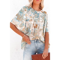 Azura Exchange Paisley Print Wide Sleeves Loose Blouse - S thumbnail