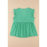 Azura Exchange Eyelet V Neckline Ruffle Swiss Dot Top - L thumbnail