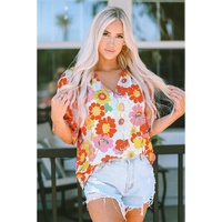 Azura Exchange Abstract Print V Neck Half Sleeve Blouse - XL thumbnail