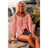 Azura Exchange V Neck Bracelet Sleeve Babydoll Blouse - S thumbnail