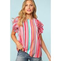 Azura Exchange Abstract Print Ruffle Sleeve Blouse - M thumbnail